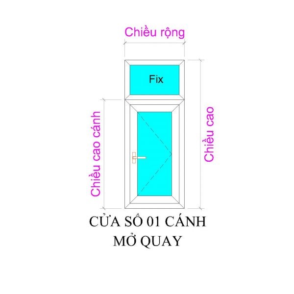 Cửa sổ mở 1 cánh nhôm Xingfa QĐ có Fix S1CF