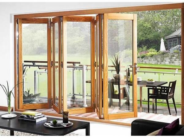 Cửa sổ nhôm vân gỗ xếp trượt
