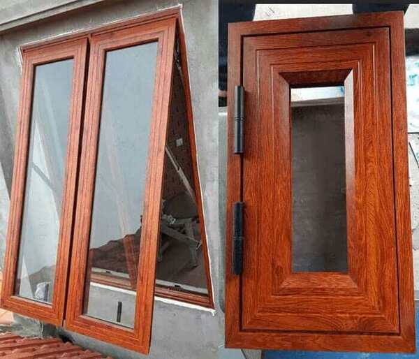 Cửa nhôm vân gỗ 2 cánh đẹp được thiết kế cho nhà ở