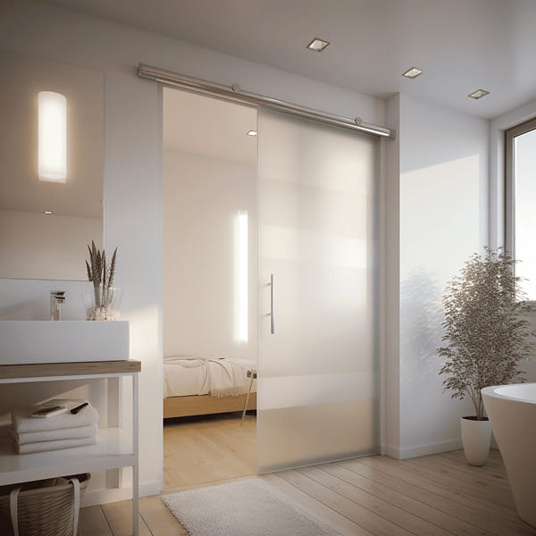 Cửa kính cường lực 1 cánh kết hợp bản lề và ray trượt âm sàn Cửa kính cường lực 1 cánh kết hợp bản lề và ray trượt âm sàn