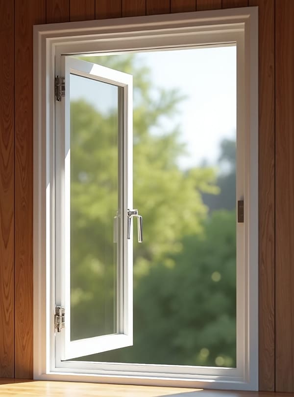 Cửa sổ kính kết hợp vách gỗ tạo điểm nhấn tinh tế, hài hòa