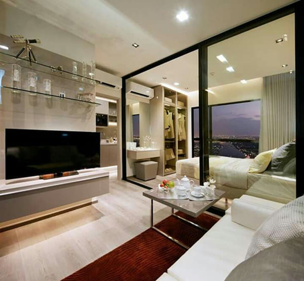 Vách kính lùa tiện lợi, dễ di chuyển, giúp thay đổi bố cục linh hoạt