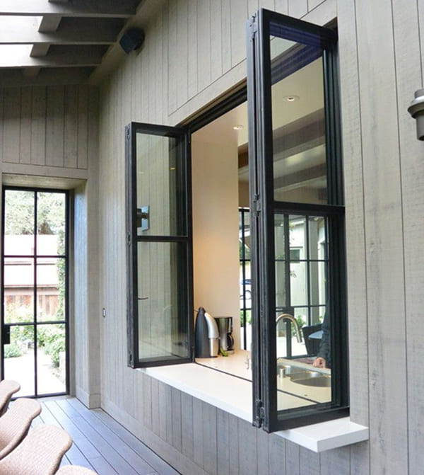 Mẫu cửa sổ nhôm dạng xếp trượt mở hai phía Mẫu cửa sổ nhôm dạng xếp trượt mở hai phía